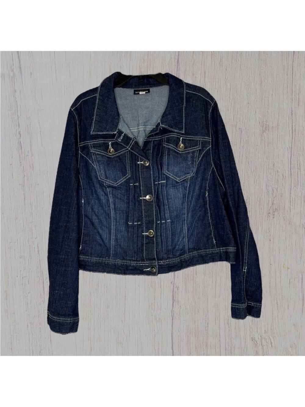 Lane Bryant distressed denim jacket - Picture 1 of 7
